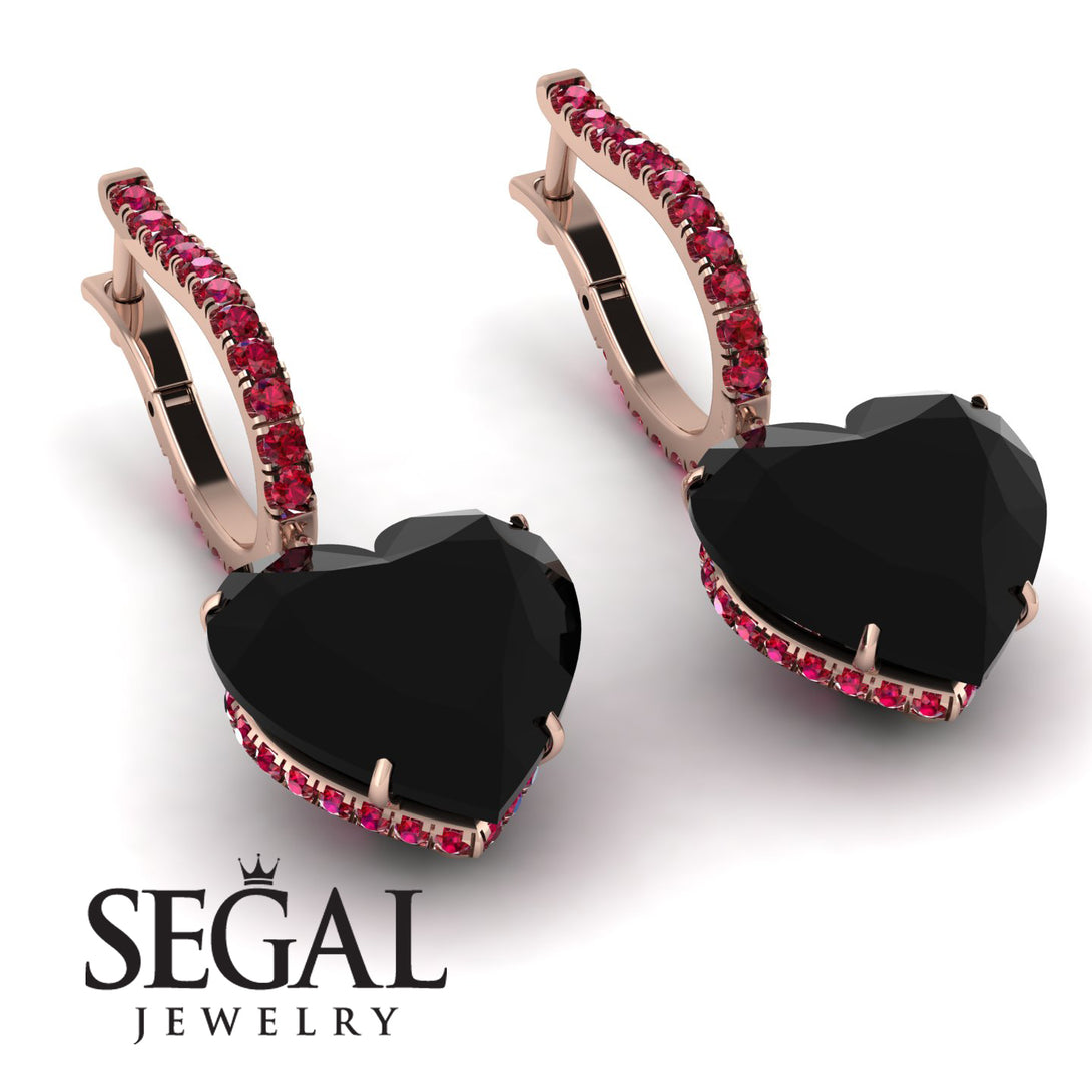 Heart Black Diamond Earrings - Noelle No. 53